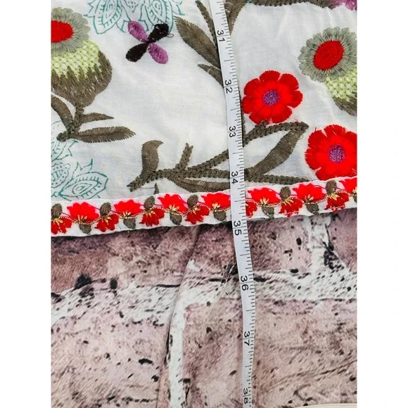 Anthropologie Dolma Embroidered Floral Cotton Shift Dress Boho Festival Small - Picture 15 of 15